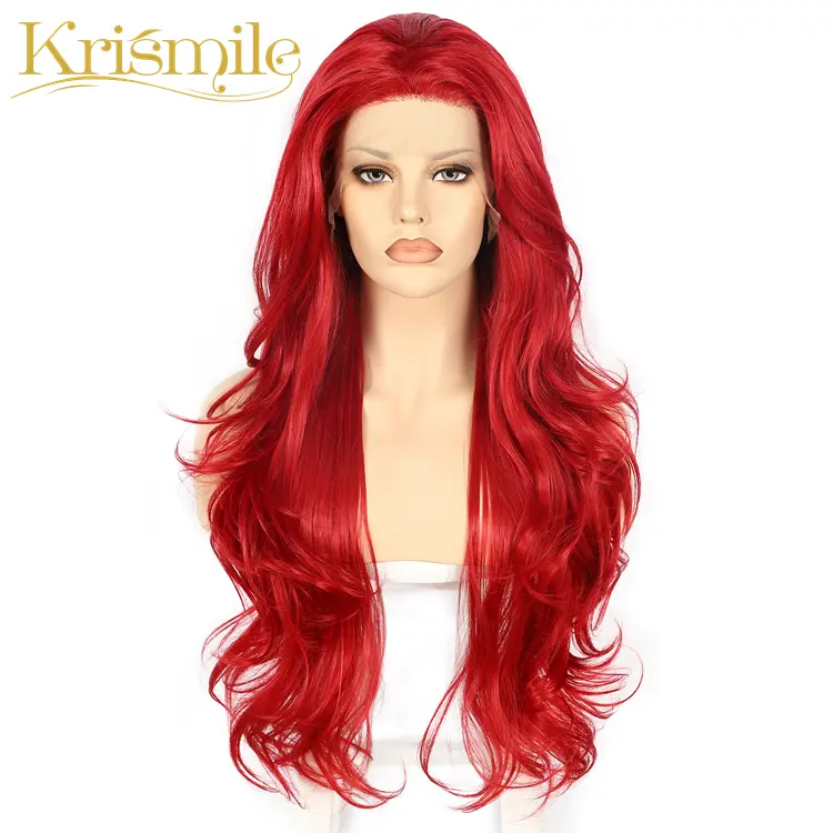 Long Curl Synthetic Lace Front Wigs Red Color for Women Girls Wigs Synthetic Hair Wig Heat Resistant Fiber Daily 26" Party Hair
