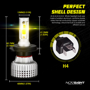 Novsight Lampadina per Fari Auto H4 COB ad Alta Potenza 3000k Giallo Dorato 10000LM 72W 9005 H7 H11 Faro <span class=keywords><strong>LED</strong></span> Luce <span class=keywords><strong>Fendinebbia</strong></span> - Product Image 5