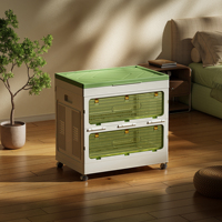 Armoire de rangement pliable anti-poussière avec porte latérale ouverte, organisateur de vêtements, boîte de rangement en plastique mobile pour outils, articles divers, aliments