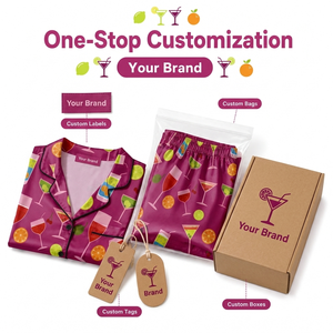 Set <span class=keywords><strong>Pigiama</strong></span> Personalizzato in <span class=keywords><strong>Seta</strong></span> Ghiaccio per Donne, Estivo a Maniche Corte, Stampa su Richiesta, Pigiami di Lusso per Donne - Product Image 4