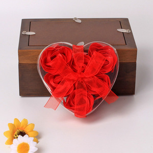 6 Pieces <b>Heart</b> <b>Shaped</b> Soap Flower PVC <b>Box</b> Valentine Gift Floral Bath Set Matching Decorations - Product Image 4