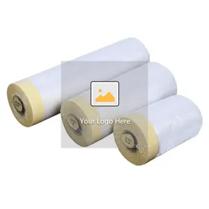 Protective Masking Film Pre-Taped Masking Film Paper Adhesive Plastic Painting Drop Film For Automotive Furniture Covering