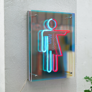 Panneaux de toilettes illuminés, panneaux de toilettes au néon Abyss Mirror (homme et femme), miroir abîme de couleur arc-en-ciel, panneau de porte de toilettes de magasin, - Product Image 2