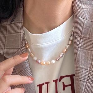 Collar de Plata 925 con Hebilla y Perla Natural, Cadena de Suéter Ligera de Lujo para Niñas, Estilo Barroco Colorido, Nuevo Estilo - Product Image 1