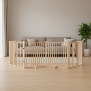 Set di 4 recinti pieghevoli rettangolari in legno massello di abete per animali domestici, con chiusura a pressione, per interni. - Product Image 2