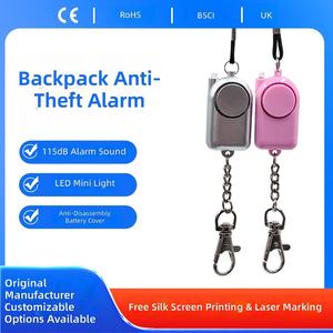 Alarme de sécurité personnelle rose, porte-clés, sirène d'autodéfense, dispositif d'alerte anti-vol portable - Product Image 5