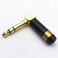 Conector YYTCG/OEM en Ángulo Recto de 6.35mm TRS, Jack Doble Estéreo de 90 Grados, Macho de 1/4 de Pulgada, para Soldar, Colorido, de Aleación de Zinc, Chapado en Oro y Cobre