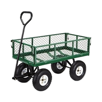 Chariot à quatre roues en acier fermé haute capacité avec roulements robustes pour le transport d'outils en extérieur
