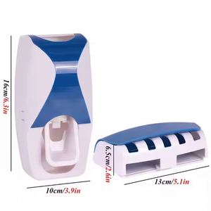 Best-Selling <b>Punch</b>-Free Toothpaste Dispenser and Toothbrush Holder <b>Set</b> Plastic Wall Shelves for Bathroom - Product Image 4