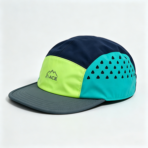 Gorra Deportiva de 5 Paneles con Logotipo Personalizado, Secado Rápido, para Ciclismo y Running, con Orificios Cortados con Láser, Transpirable, Visera Plana, para Campamento y Deportes al Aire Libre, 100% Poliéster - Product Image 6