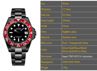 Präzisionsgefertigte Maßgefertigte Herren-Sportuhren aus Edelstahl mit NH35-Uhrwerk Automatische Mechanische Uhr
