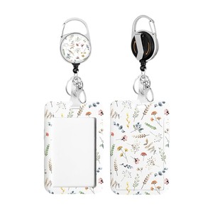 White floral print 360-degree rotating anti-loss keychain for cruise ships, polyester printed lanyard, <b>document</b> protector set - Product Image 5