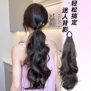 Peluca de cola de caballo con ondas sueltas, alambre resistente a altas temperaturas, 120 g, rizos naturales, estilo para atar, para cualquier forma de rostro - Product Image 3