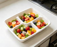 Einweg-Crop-Container aus Bagasse-Rohmaterial, 33g, mit 4 Fächern, stapelbar, gefriergeeignet, großer Bento-Behälter