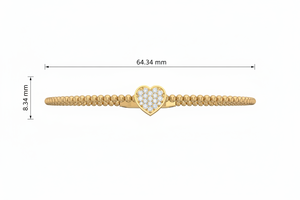 Brazalete de Diamantes en Forma de Corazón en Oro de 14K |   Elegante Pulsera de Corazón con Diamantes Naturales para Mujer |   Ropa de Uso Diario - Product Image 2
