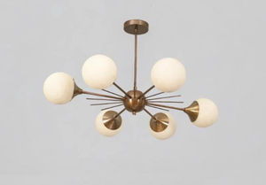 Lámpara de Techo Estilo Sputnik de Latón, Hecha a Mano, Moderna de Mediados de Siglo, 6 Luces, Globo, Estilo MCM, Vintage - Product Image 3