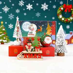 Juego de Regalo de Papel con Bola de Cristal Iluminada de Papá Noel y Muñeco de Nieve, con Diseño Digital Ecológico, Juvenil y Energético - Product Image 3