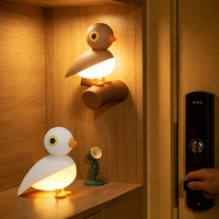 Lampe de nuit LED Lucky Bird à détection de mouvement, commande par bouton, chargement USB, magnétique, petite lampe murale pour chambre, lumière chaude