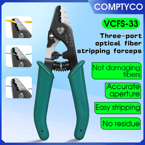 COMPTYCO Dénudeur de câbles à trois ports VCFS-33 vert foncé de haute précision, outil de dénudage FTTH, dénudeur de <span class=keywords><strong>fibre</strong></span> optique nu, dénudeur de <span class=keywords><strong>fibre</strong></span> optique en cuir - Product Image 2