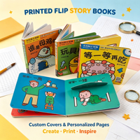 Service d'impression de livres d'histoires personnalisés à rabats, livre interactif pour enfants en couleur, livre d'histoires pour enfants avec rabats, conception personnalisée