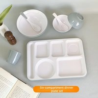 Assiettes carrées durables de 14 pouces à six compartiments, style moderne et minimaliste, pour la rentrée scolaire, la cantine des étudiants, la restauration rapide