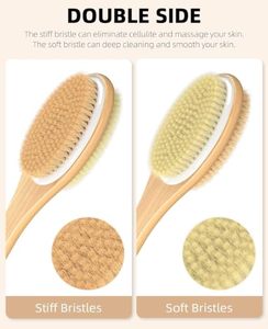 Professional Long Handle Back Scrubber for Shower Dual Sided Body Brush for Skin <b>Exfoliating</b> and Wet Dry Bathing Massage - Product Image 3
