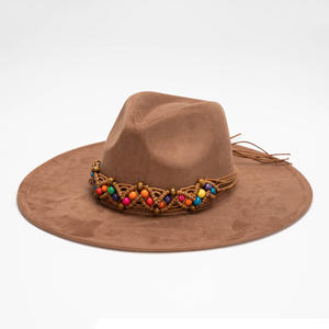 Sombrero Fedora de Gamuza Estilo Étnico Retro 2025, Ala Ancha con Forma de Corazón, Unisex, para Viajes al Aire Libre, Estilo <span class=keywords><strong>Jazz</strong></span> - Product Image 6