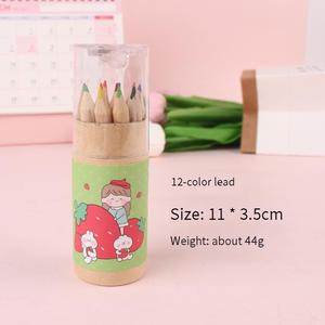 Lot de 12 crayons de couleur courts en bois à motifs de dessins animés, promotionnels et très demandés, pour fournitures scolaires d'enfants - Product Image 3