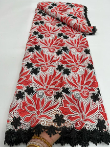 NI.AI Nuevo Diseño de Tela de Encaje con Cordón Guipur, Tela de Encaje con Cordón Bordado Nigeriano para Vestidos de Fiesta y Boda - Product Image 6