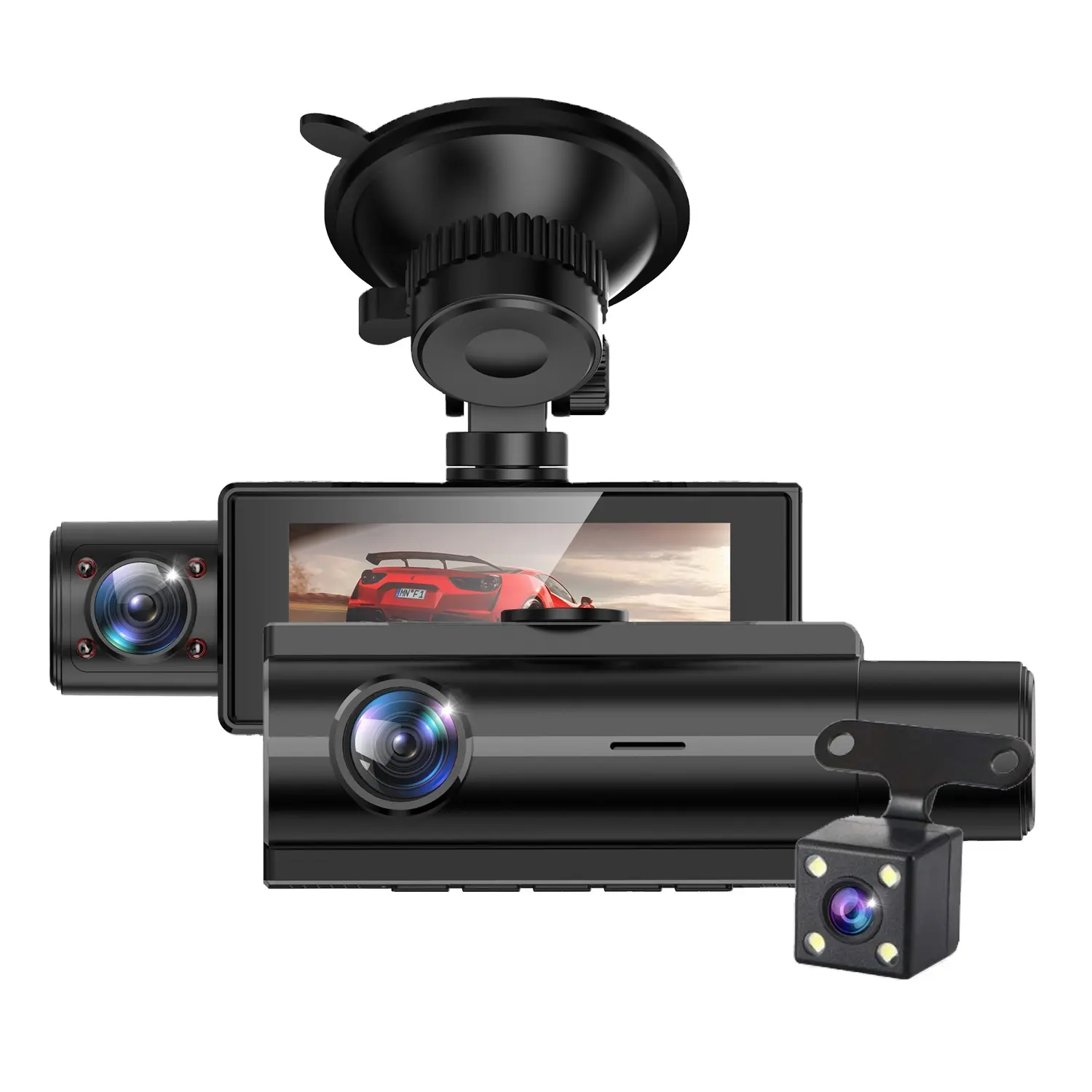 車DVRダッシュカム3レンズ3チャンネルカメラリアビジョンFHD1080P2.86インチパーキングガード自動ビデオレコーダーダッシュカム