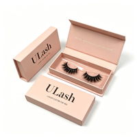 Emballage personnalisé 3D avec logo en or rose estampé à chaud, cils entiers roses, boîte d'emballage au design personnalisé