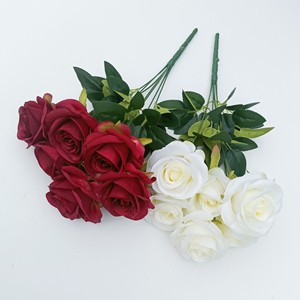 Fabricantes Venta Directa 7 cabezas Medio <span class=keywords><strong>Rosa</strong></span> En <span class=keywords><strong>La</strong></span> Cabeza Pared Flor Artificial <span class=keywords><strong>Rosa</strong></span> - Product Image 4