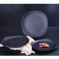 Vaisselle de restaurant incassable, assiette carrée en mélamine noire mate de 9 pouces pour servir les sushis