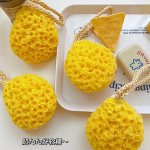 Cheese Yellow Bath Ball Oval Sponge For Women And Children Lathers Well Soft Scrubbing - Product Image 4