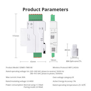 เครื่องวัดพลังงานอัจฉริยะแบบเรียลไทม์ Zemismart 80A Tuya WiFi ควบคุมผ่านแอพ วัดการใช้พลังงาน SDM01-TW0- - Product Image 6
