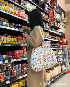 ידידותי לסביבה רב פעמי tote מכולת קיפול מדי יום לשאת תיק שרוך עם ידית והדפסת כיס אחסון נסיעות אור - Product Image 3