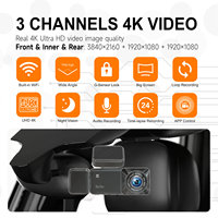 Cámara para Auto de 3 Canales 4K con 3 Lentes, Super Visión Nocturna, Sensor G, GPS Integrado, WiFi, 1 Año de Garantía, DVR/Caja Negra Grabadora de Video