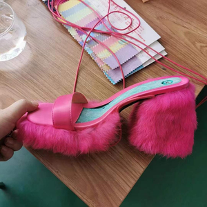 Sandalias de tacón <span class=keywords><strong>bajo</strong></span> y grueso para mujer, zapatos de tacón alto con punta abierta, Sexy, con cordones, para fiesta, para uso diario, talla grande 47 - Product Image 5