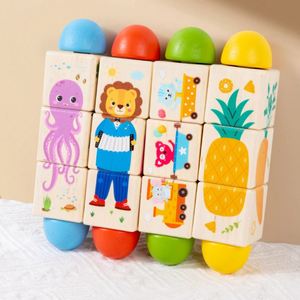Juguetes de Madera Inspirados en Montessori para Bebés, Niños y Niñas, Bloques Giratorios, Rompecabezas de Apilamiento y Combinación de Patrones - Product Image 6
