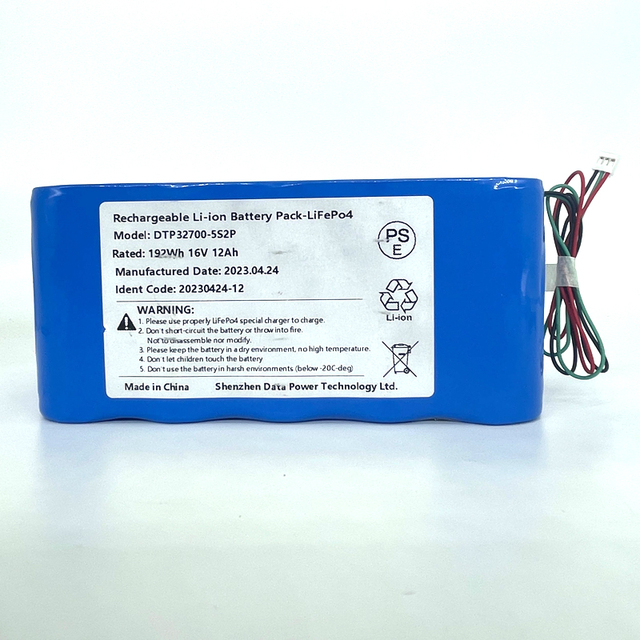 Customizable 32700 3.2V Lithium Ion Li-ion Battery Packs DTP LFP 32700-5S2P 16V 12Ah 192Wh LiFePo4 Battery Pack with BMS