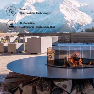 MEISU.CH Parrilla para Barbacoa y Brasero de Villa, Chimenea Redonda Independiente para Exterior, Brasero con Núcleo de Leña/Gas/Alcohol - Product Image 4