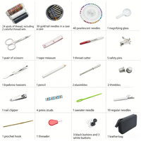 Kit de couture portable et écologique pour travaux d'aiguille DIY, mini format carré, ensemble complet pour enfants, cadeau fête des Mères, achat en gros