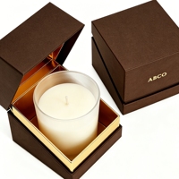 Caja de Regalo de Cartón Rígido de Lujo Personalizada para Velas, con Logotipo en Relieve Dorado, Apertura en Ángulo Diagonal, Impresión a 4 Colores, para Velas Aromáticas, EE. UU.