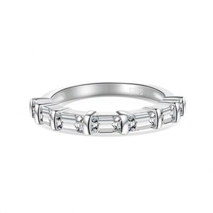 Dylam Stylish Simplicity Design S925 <b>Silver</b> Rhodium Plated Daily Dress up Bar Shape 5A Cubic Zirconia Promise Women <b>Rings</b> - Product Image 1