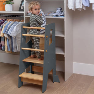 Gỗ nhà bếp Helper bước Phân Học tập tháp có thể điều chỉnh chiều cao có thể gập lại Montessori học tập tháp với bảng đen - Product Image 2