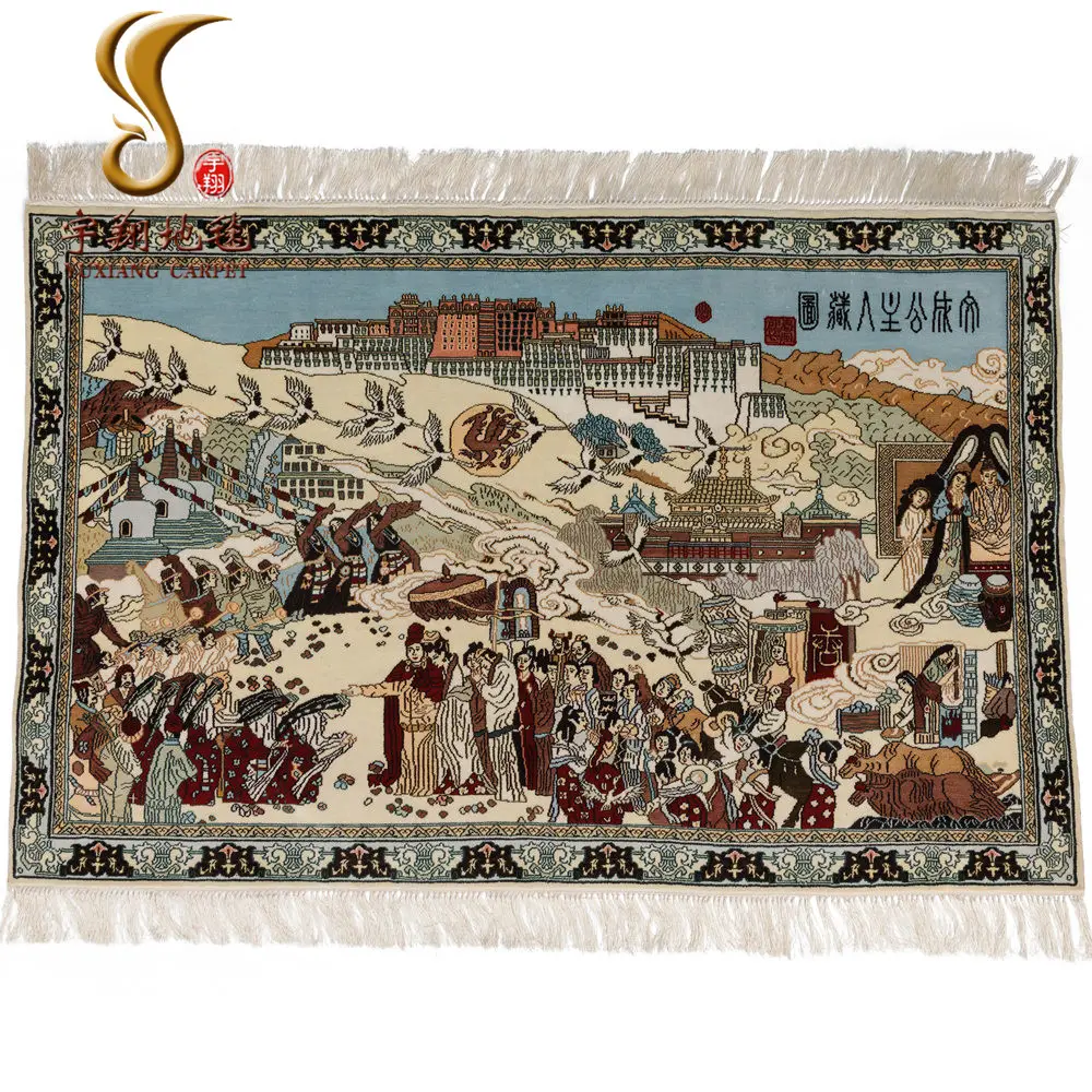 Chinese Traditional 61 × 91センチメートルScenic Pattern 100% Hand Knotted Pure Silk Wall Hanging Tapestry