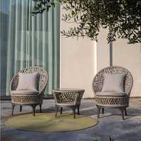Ensemble de canapé de balcon OSMEN Ostra en aluminium et rotin tressé, 2 chaises, table ronde en verre, résistant aux intempéries, meubles de jardin et de terrasse