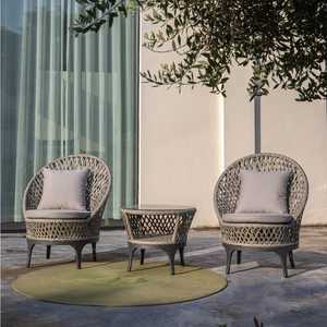 Ensemble de canapé de balcon OSMEN <span class=keywords><strong>Ostra</strong></span> en aluminium et rotin tressé, 2 chaises, table ronde en verre, résistant aux intempéries, meubles de jardin et de terrasse - Product Image 1