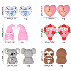 Nuevas Cuentas de Silicona 3D de Grado Alimenticio, Libres de BPA, para el Día de la Madre, para Hacer Cadenas de Teléfono para Niñas, Accesorios Lindos para Mordedores de Bebé y Bolígrafos - Product Image 2