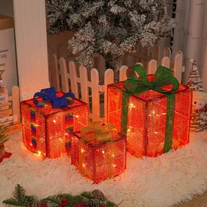 Led Luminous Lighted Gift Box Battery Outdoor Indoor Night Light For Holiday Christmas Decoration